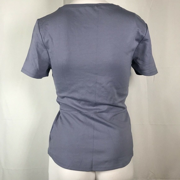 Express Shirt Womens Sz XS Purple Knot Front Short Sleeve Fitted - Picture 5 of 10